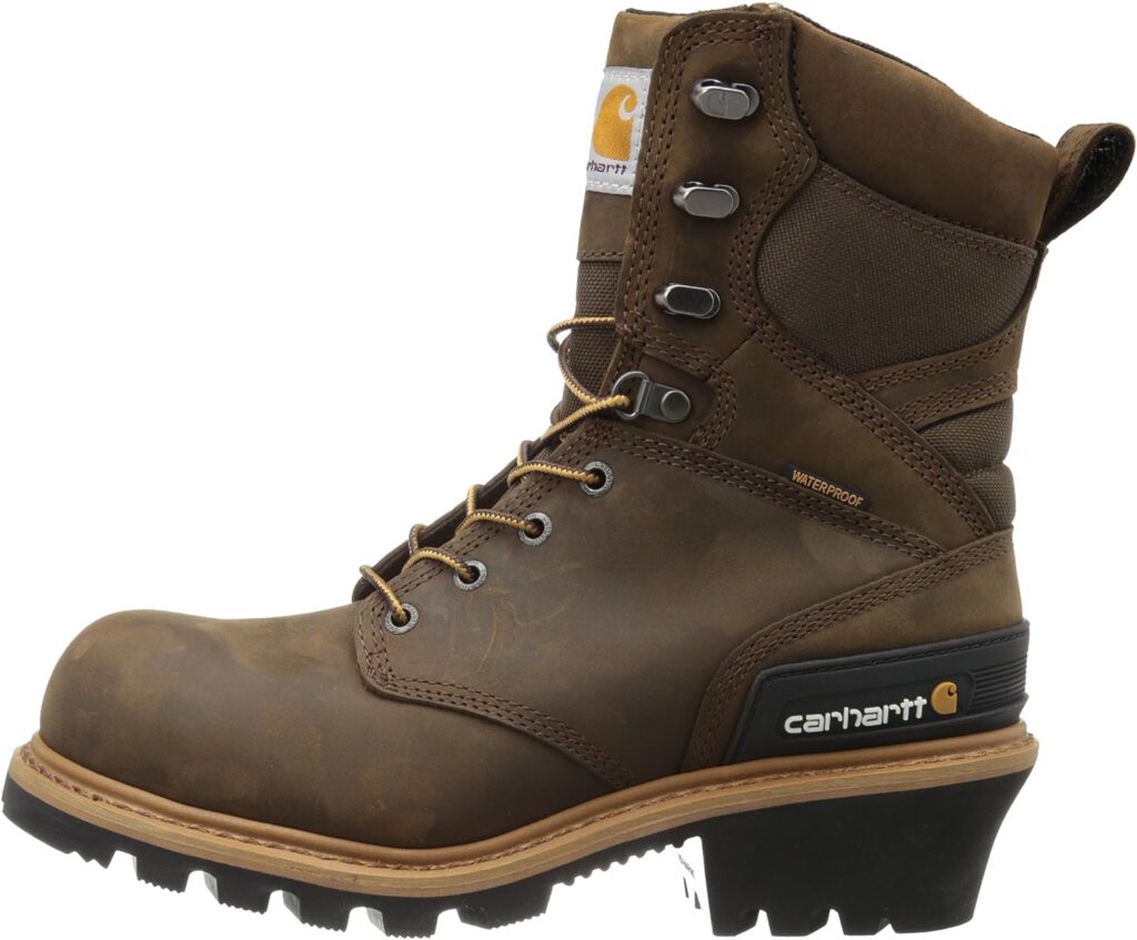 Carhartt Mens 8 Waterproof Composite Toe Leather Logger Boot CML8369