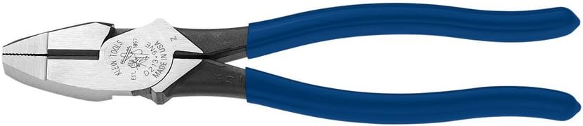 Klein Tools D213-9NE Pliers, 9-Inch Side Cutters, High Leverage Linesman Pliers Cut Copper, Aluminum and other Soft Metals