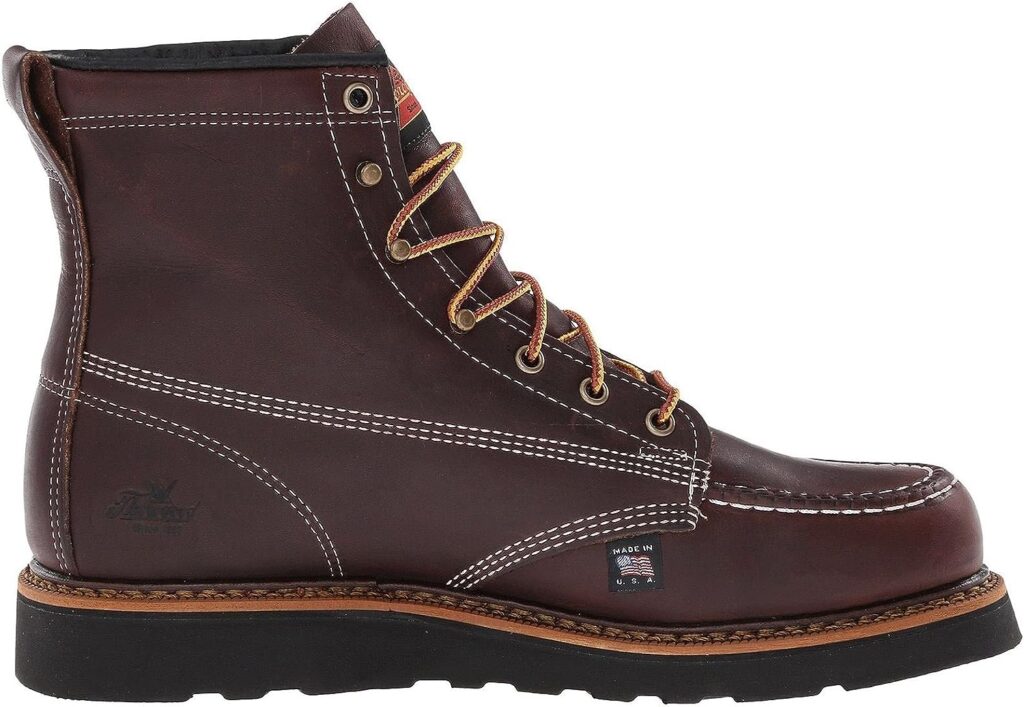 Thorogood American Heritage 6” Moc Toe Work Boots for Men - Soft Toe, Premium Full-Grain Leather with Slip-Resistant Wedge Outsole and Comfort Insole; EH Rated