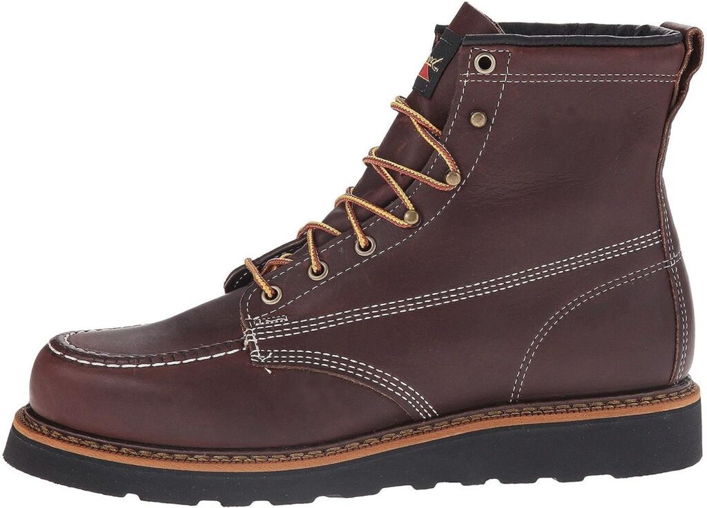 Thorogood American Heritage 6” Moc Toe Work Boots for Men - Soft Toe, Premium Full-Grain Leather with Slip-Resistant Wedge Outsole and Comfort Insole; EH Rated