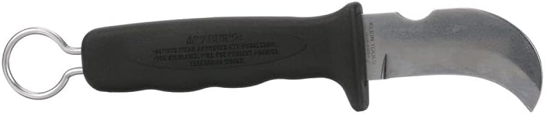 Klein Tools 1570-3 Fixed Blade Professional Knife with 3-Inch Steel Hook Blade, Best Knife for Cable Skinning