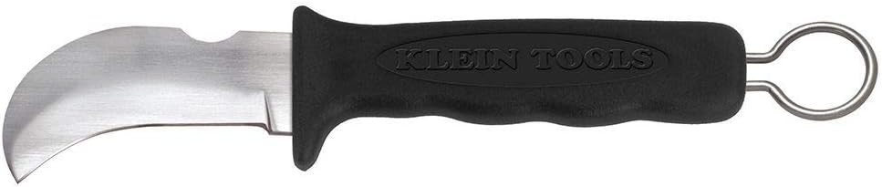 Klein Tools 1570-3 Fixed Blade Professional Knife with 3-Inch Steel Hook Blade, Best Knife for Cable Skinning