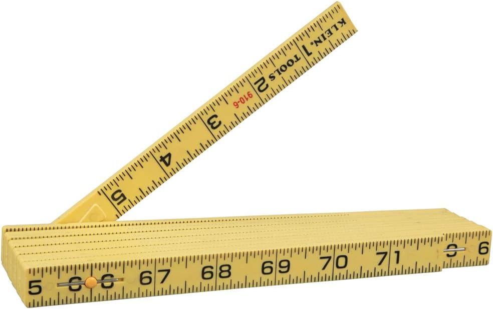 Klein Tools 910-6 Folding Ruler 6-Foot, Durable Fiberglass, Inside Reading