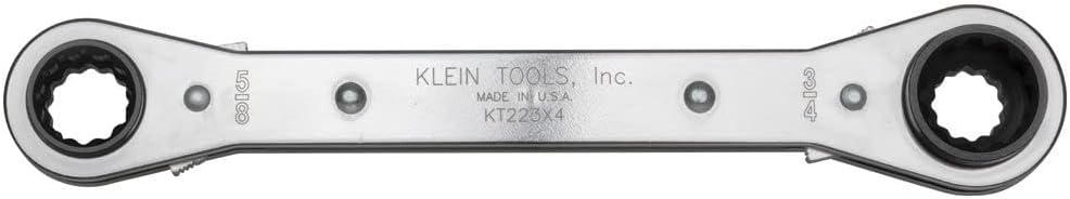 Klein Tools KT223X4 Linemans Ratcheting 4-In-1 Box Wrench with 1/2-, 9/16-, 5/8-, and 3/4-Inch Sockets